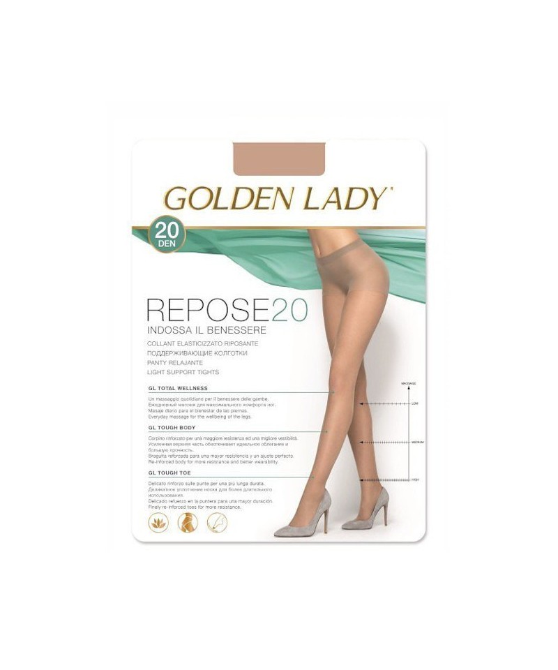 Golden Lady Repose 20 den punčochové kalhoty, 5-XL, nero/černá