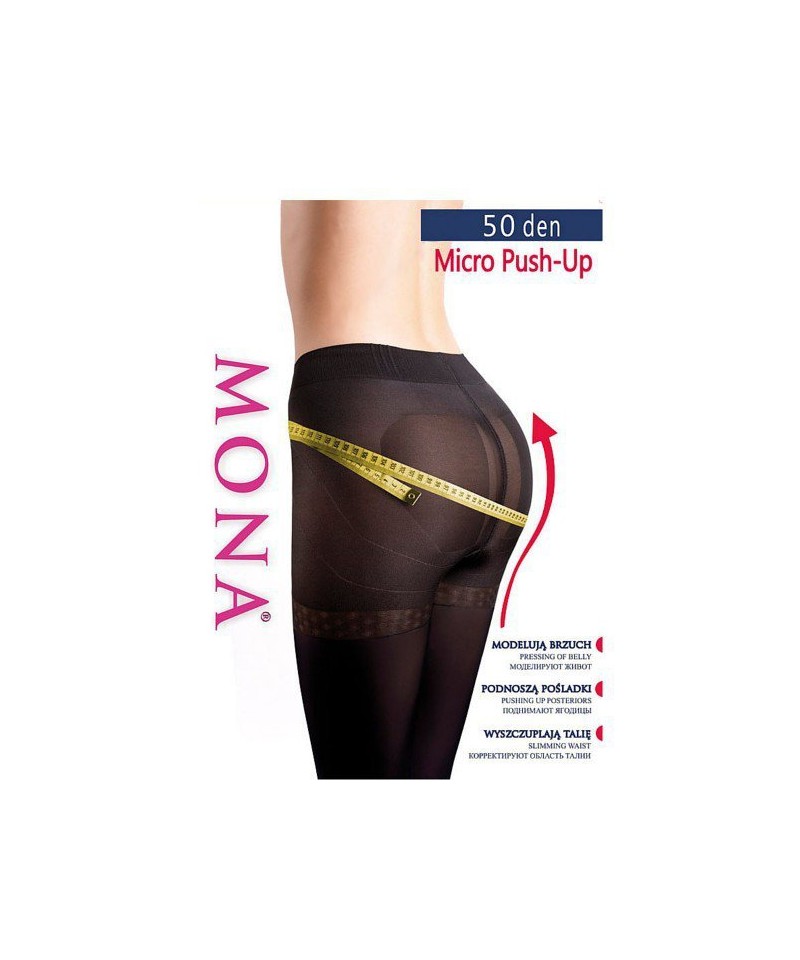 Mona Micro Push-Up 50 den punčochové kalhoty, 4-L, nero/černá