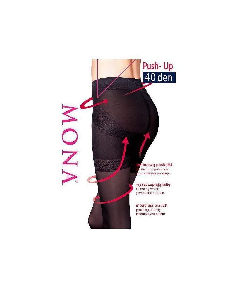Mona Push-Up 40 den plus  punčochové kalhoty, 5-XL, nero/černá