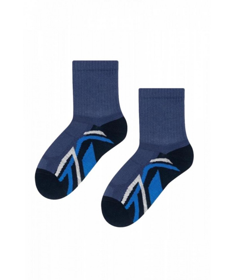 Steven Sportowe art.014 chlapecké ponožky, 26-28, šedá světlý melanž-modrá