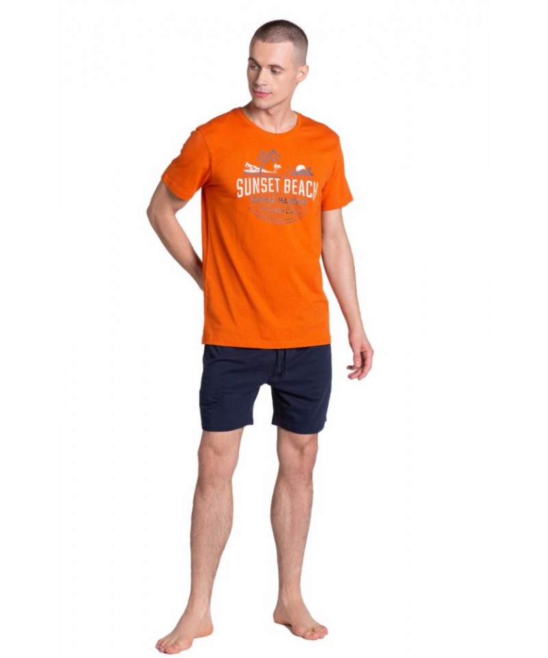 Henderson Led 38867-22X Pánské pyžamo, XL, Oranžově-Modrá