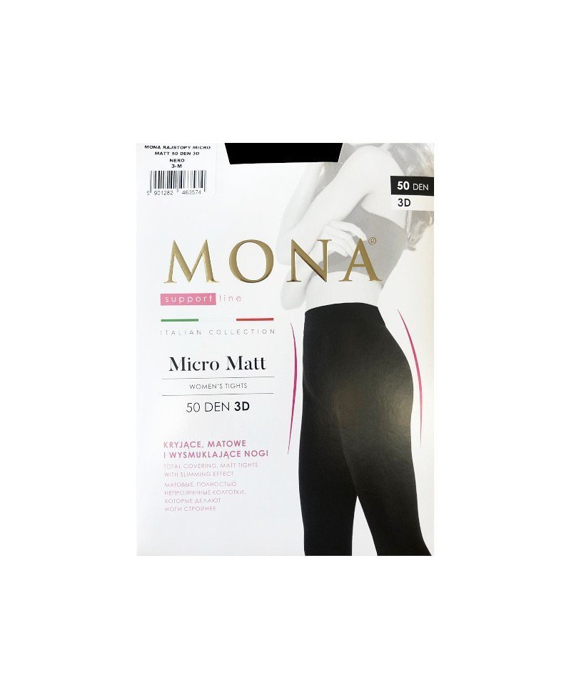 Mona Micro Matt 50 den 3D Punčochové kalhoty, 3-M, Nero