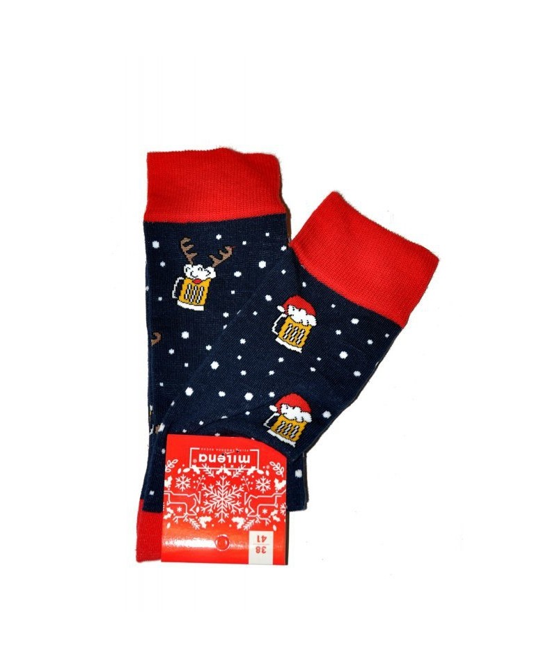 Milena 1290 Vánoční pánské ponožky, 38-41, červená