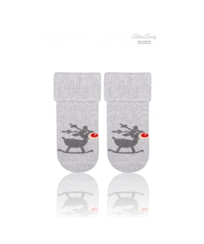 Steven art.156 Frotta vánoční 11-19 Dětské ponožky, 14-16, šedá světlý melanž/renifer