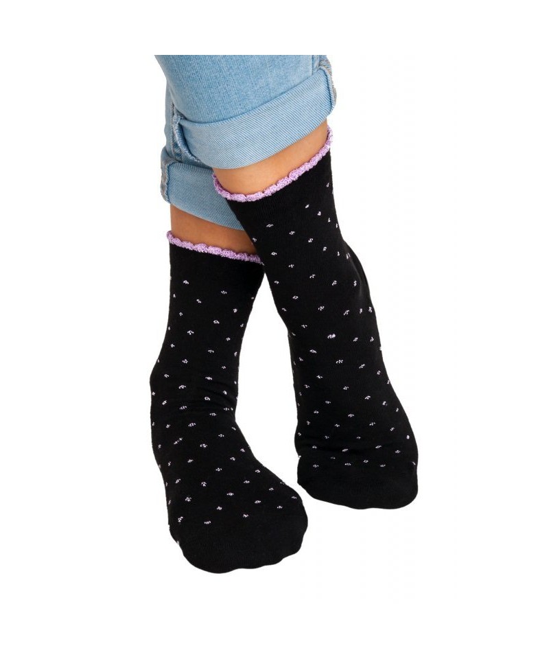 Noviti SB 013 W 04 černé s fialovými puntíky Dámské ponožky, 39/42, černá