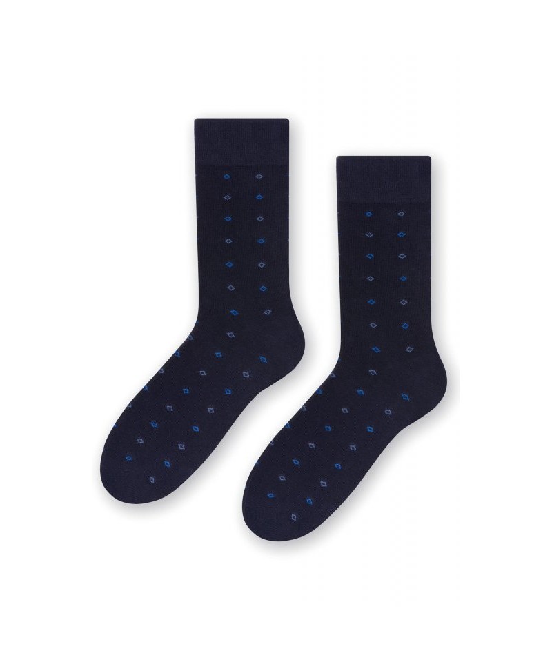 Steven 056 222 vzor tmavě modré Pánské oblekové ponožky, 39/41, modrá
