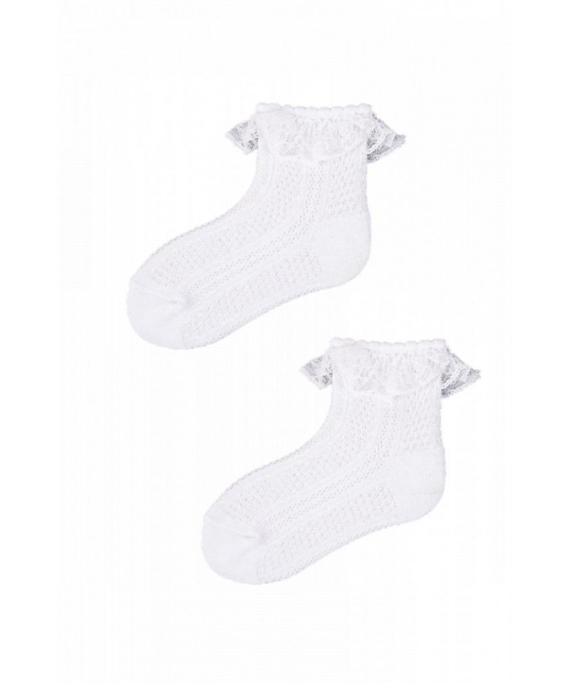 YO! SKL-0009G ažurové 0-9 měsicí Dětské ponožky, 0-3 měsíců, bílá