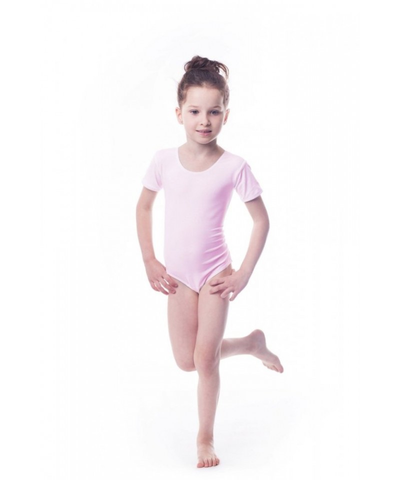 Shepa Gymnastický dres Body lycra (B15) krátký rukáv, 152, Světle růžová