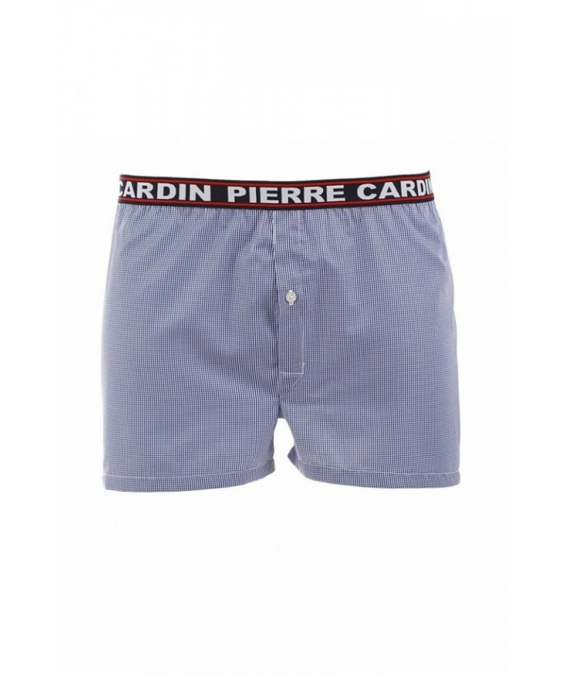 Pierre Cardin K3 károvaný tmavě modrý Pánské šortký, XL, modrá/vzor