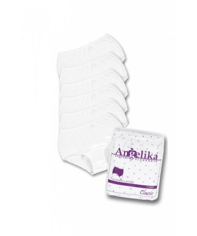 Angelika Classic A'6 6-pack Kalhotky, M, bílá-vzor květy