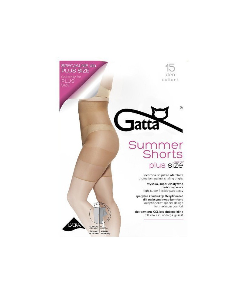 Gatta Summer Shorts 15 den dámské kalhotky - šortky, které neodírají a netlačí do stehen, 5/6-XL/XXL, daino/odc.beżowego