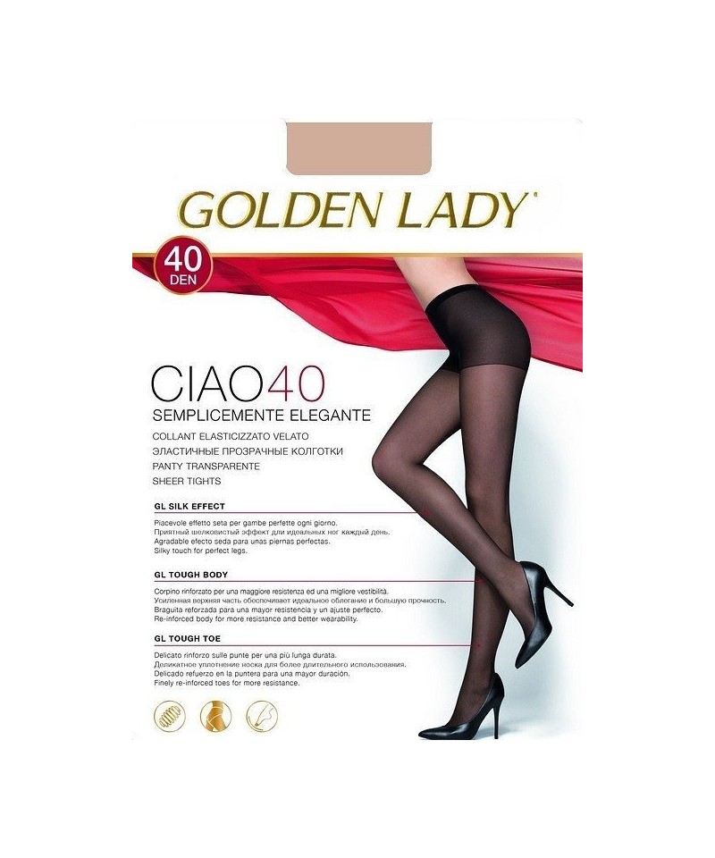Golden Lady Ciao 40 den punočochové kalhoty,, 3-M, nero/černá