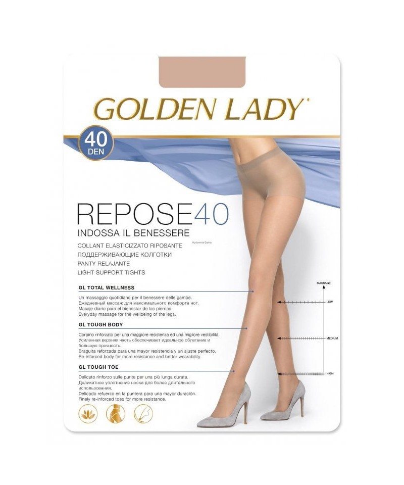 Golden Lady Repose 2-5XL 40 den punčochové kalhoty, 3-M, nero/černá