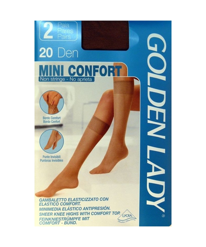 Golden Lady Mini Confort 20 den A`2 2-pack podkolenky, 1/2-s/m, nero/černá