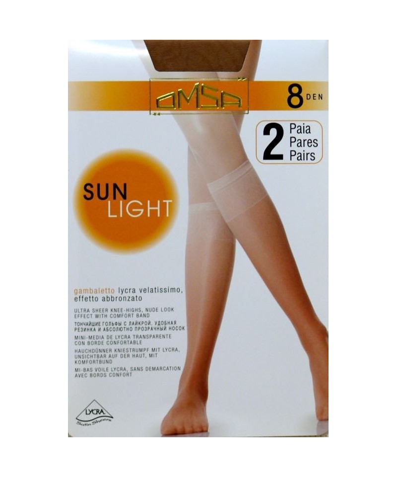 Omsa| Sun Light 8 den A`2 2-pack podkolenky, UNI, beige naturel/odc.beżowego