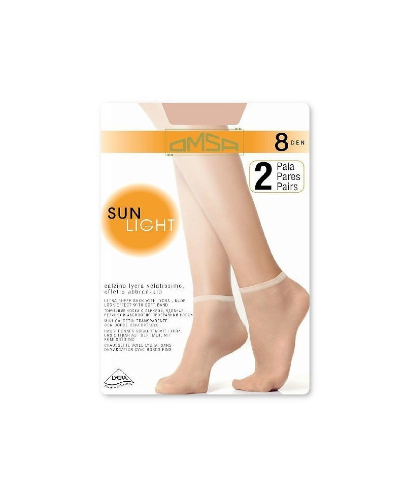 Omsa| Sun Light 8 den A`2 2-pack dámské ponožky, UNI, beige naturel/odc.beżowego
