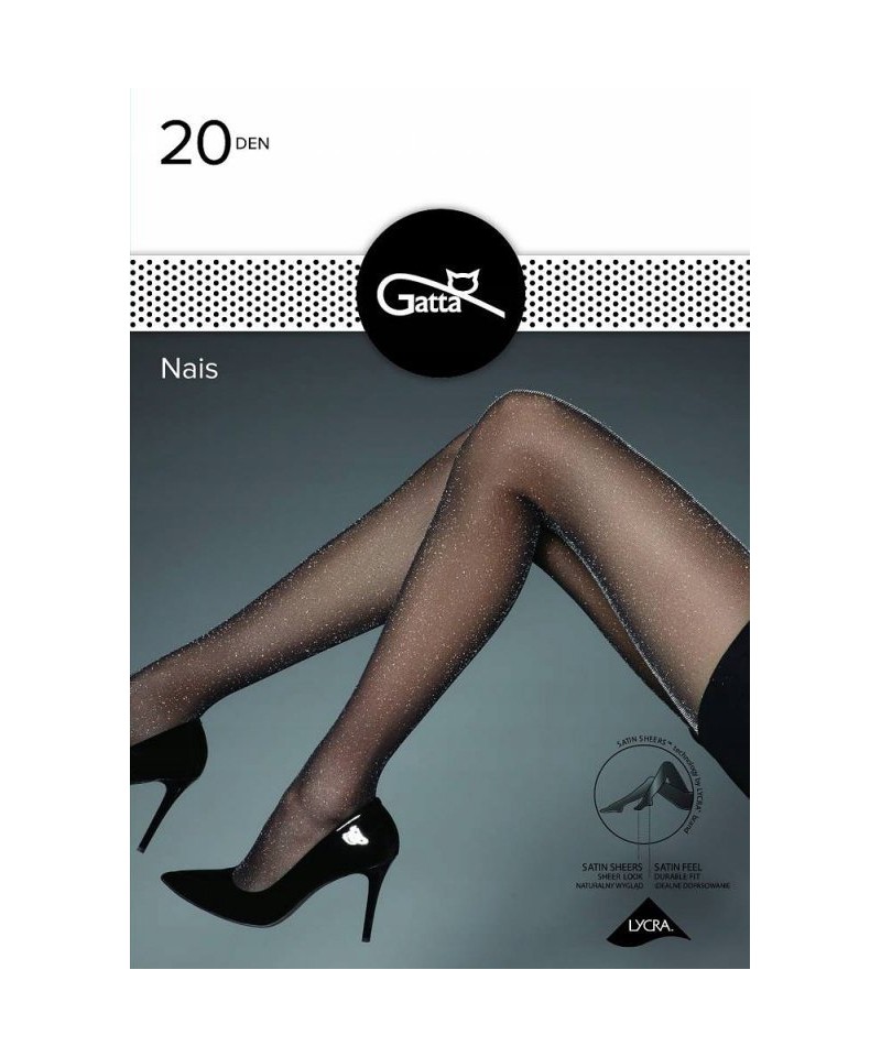 Gatta Nais 20 den punčochové kalhoty, 5-XL, nero-silver/černá-stříbrná
