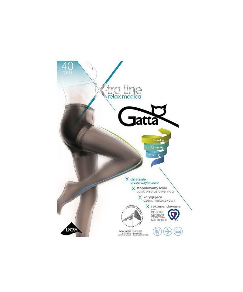 Gatta Body Relax Medica 40 den 5-XL punčochové kalhoty, 5-XL, nero/černá