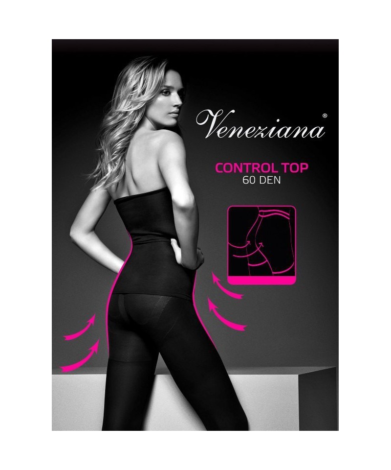 Veneziana Control Top 60 den punčochové kalhoty, 4-L, nero/černá