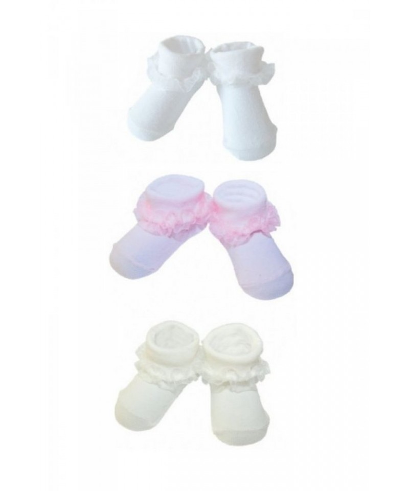 YO! SKFA Baby 0-9 volánek Ponožky, 0-3 měsíců, bílá