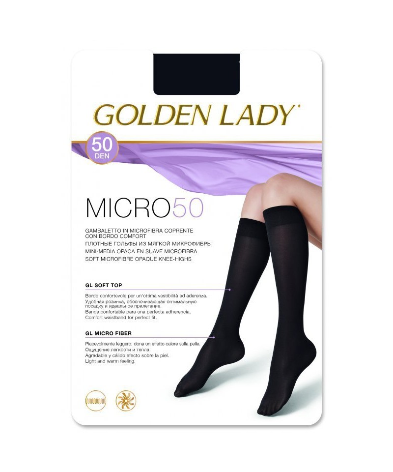 Golden Lady Micro 50 den podkolenky, UNI, nero/černá