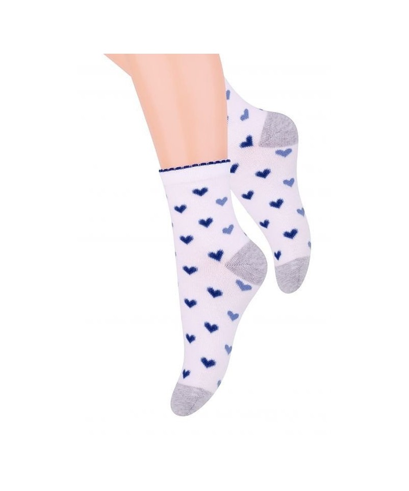 Steven art.014 Dívčí ponožky, se vzorem, 32-34, šedá světlý melanž