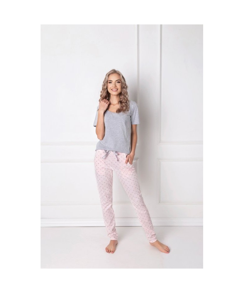 Aruelle Q Long šedo-růžové Dámské pyžamo, XL, šedo-růžová