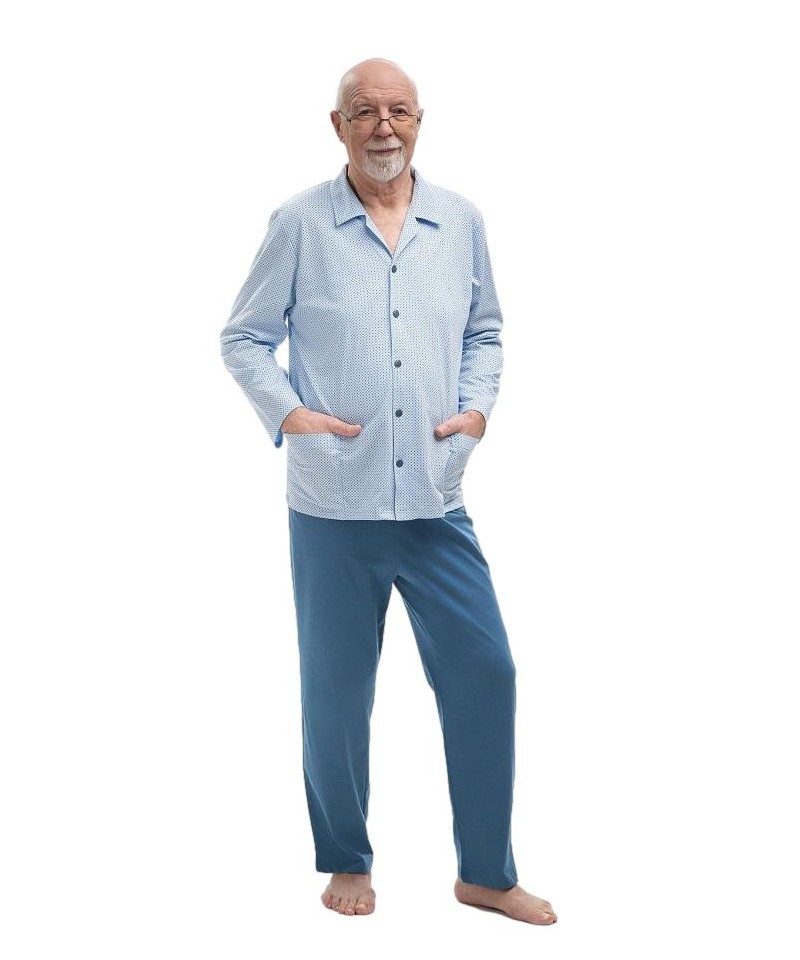 Martel Antoni 403 Rozepínané Pánské pyžamo, L, modrá