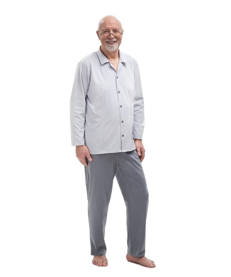 Martel Antoni 403 Rozepínané Pánské pyžamo, XL, Bílá-Modrá
