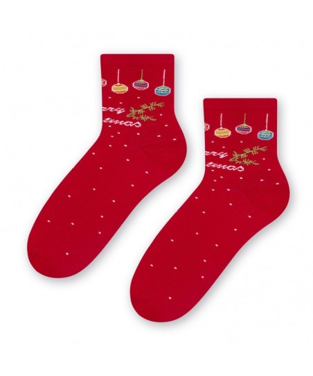 Steven 099 vánoční koule červené Dámské ponožky
