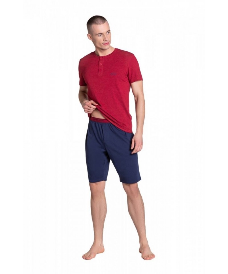 Henderson Dune 38879-33X červeno-tmavě modré Pánské pyžamo, XL, Červeně-Modrá