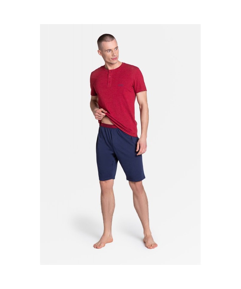 Henderson Dune 38879-33X červeno-tmavě modré Pánské pyžamo, XL, Červeně-Modrá