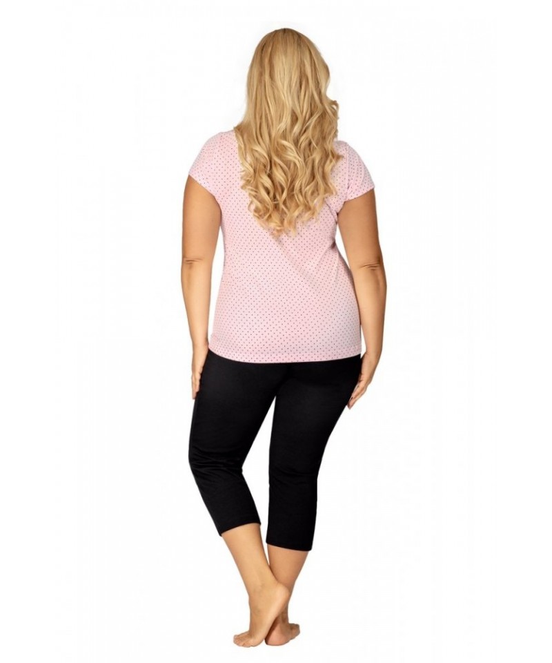 Donna Alice 3/4 Dámské pyžamo Size Plus, 3XL, růžově-černá