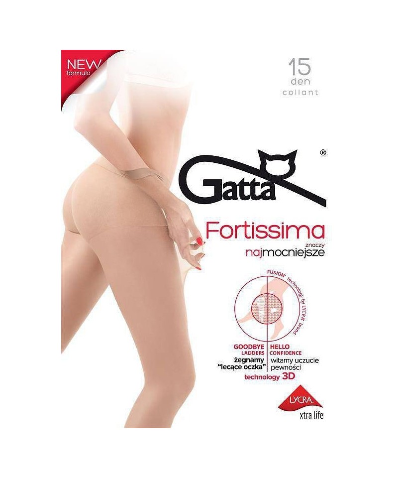 Gatta Fortissima 15 den 5-XL Punčochové kalhoty, 5-XL, nero/černá
