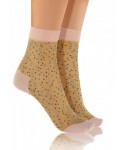 Sesto Senso Fashion Nylon tečky béžové/růžové Dámské ponožky