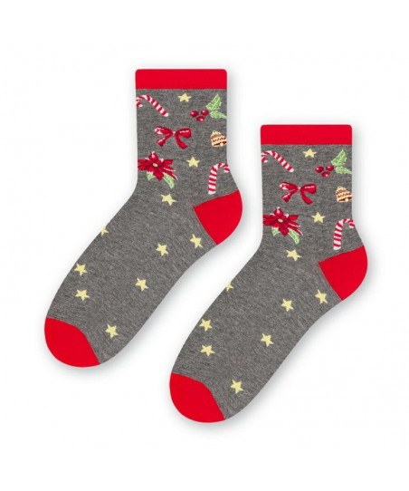 Steven 136 019 vánoční dekorace šedé Dámské ponožky