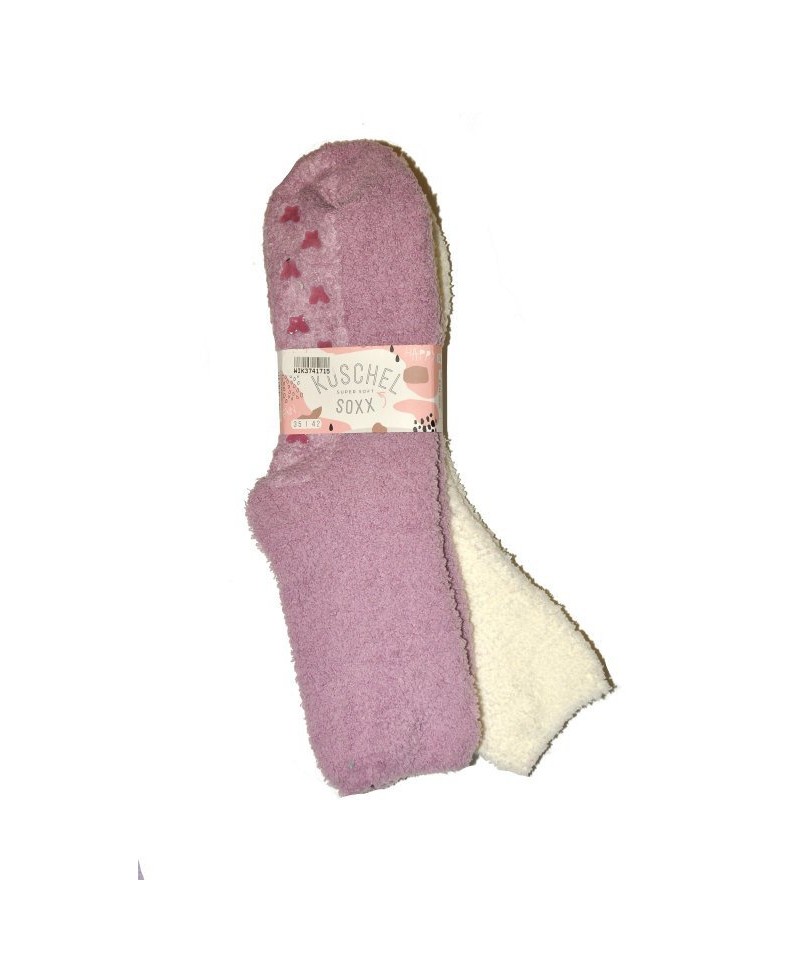 WiK 37417 Happy Kuschel Super Soft ABS A'2 Dámské ponožky, 35-42, pudrový-fialová