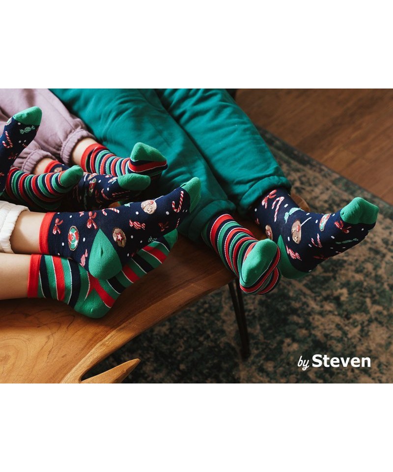 Steven art.136 Vanoční asymetrické pánské ponožky, 44-46, modrá