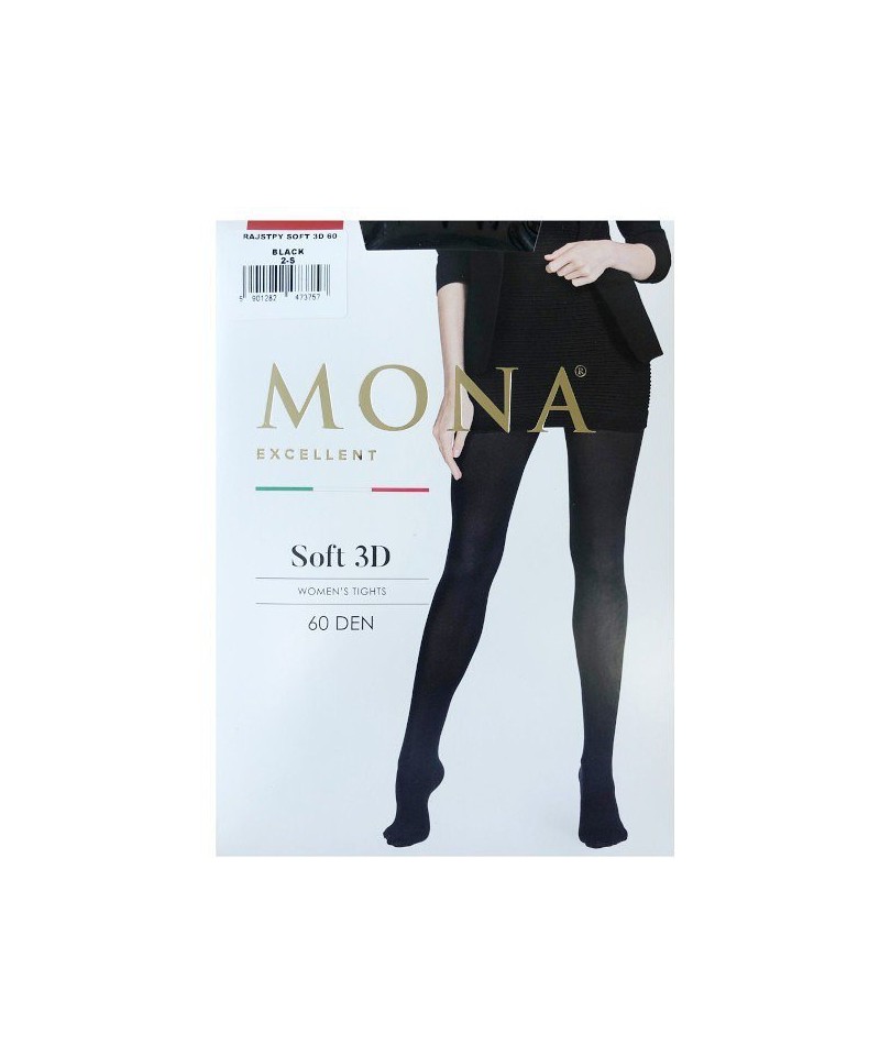 Mona Soft 3D 60 den Punčochové kalhoty, 2-S, black coffee