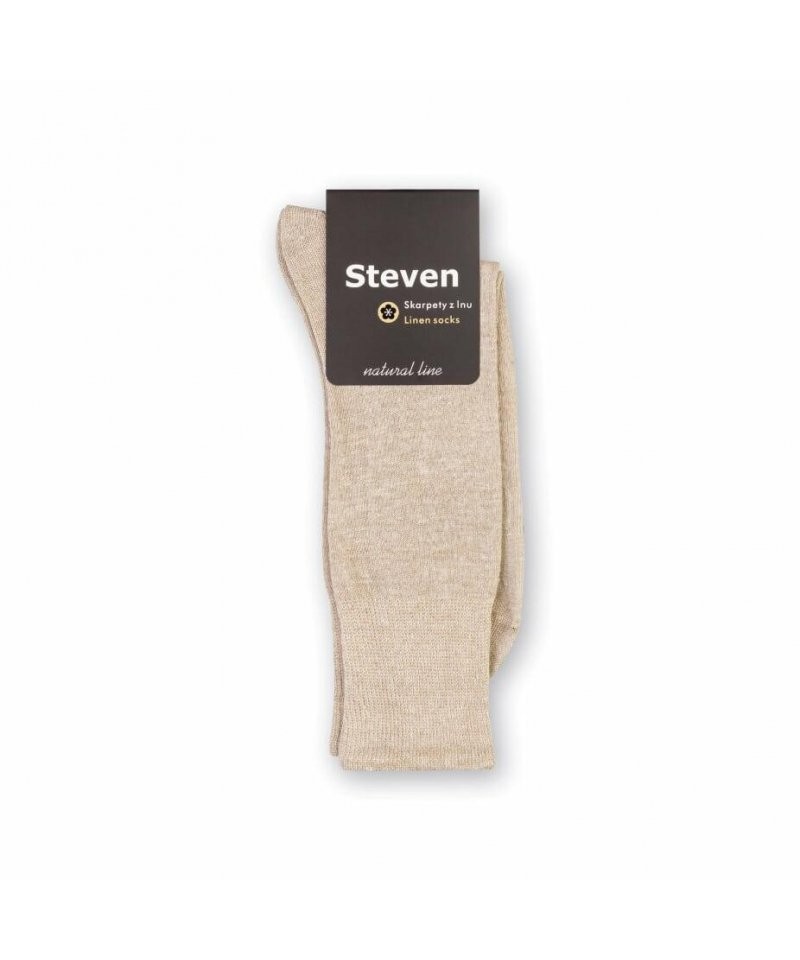Steven 049 len 001 béžové Pánské ponožky, 42/44, béžová