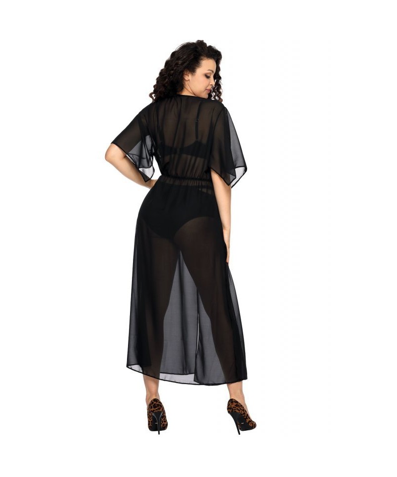 Ava 006 long černé Dámské šaty-pareo, L/XL, černá