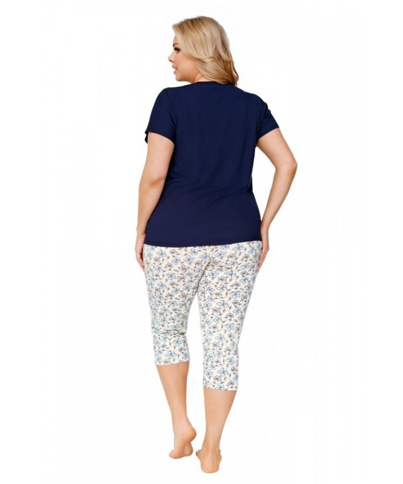 Donna Aria Dámské pyžamo Plus Size, 3XL, modrá/vzor