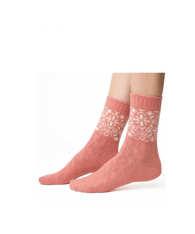 Steven art.093 Vlněné dámské ponožky vzor, 35-37, růžová