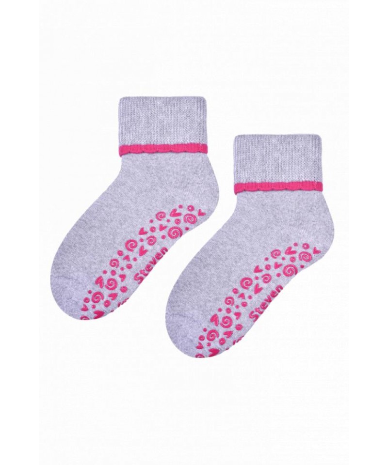 Steven 038 ABS šedo-růžové Ponožky, 32/34, šedá