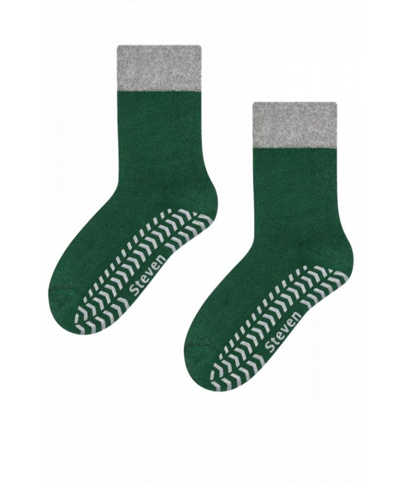 Steven 038 ABS zeleno-šedé Ponožky, 29/31, zelená