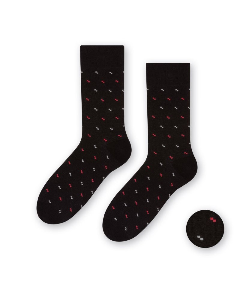 Steven 056 197 vzor černé Oblekové ponožky, 45/47, černá
