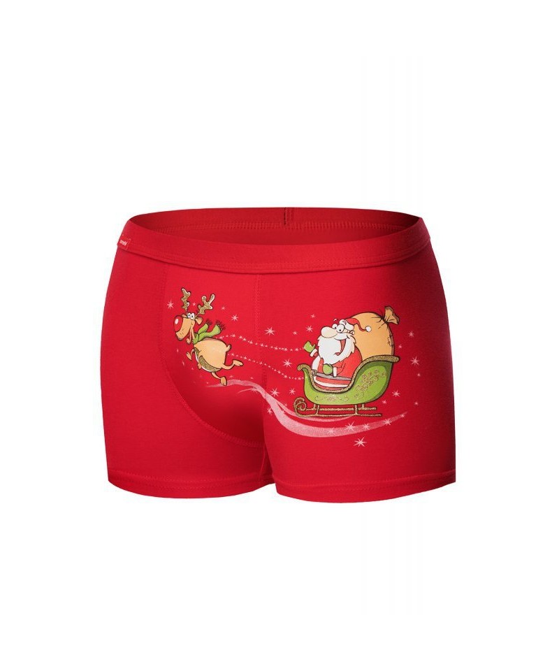 Cornette Merry Christmas Santa's sleigh 007/67 Pánské boxerky, L, červená