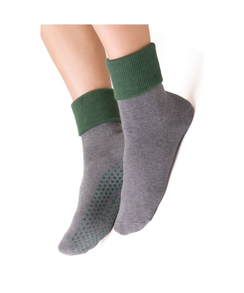 Steven abs 126 šedo-zelené froté Dámské ponožky, 35/37, šedá