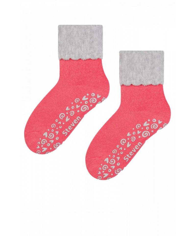 Steven 038 růžovo-šedé ABS Dětské ponožky, 29/31, růžová
