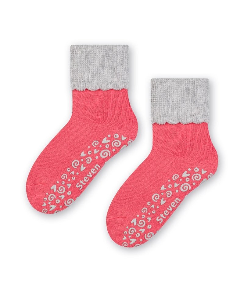 Steven 038 růžovo-šedé ABS Dětské ponožky, 32/34, růžová